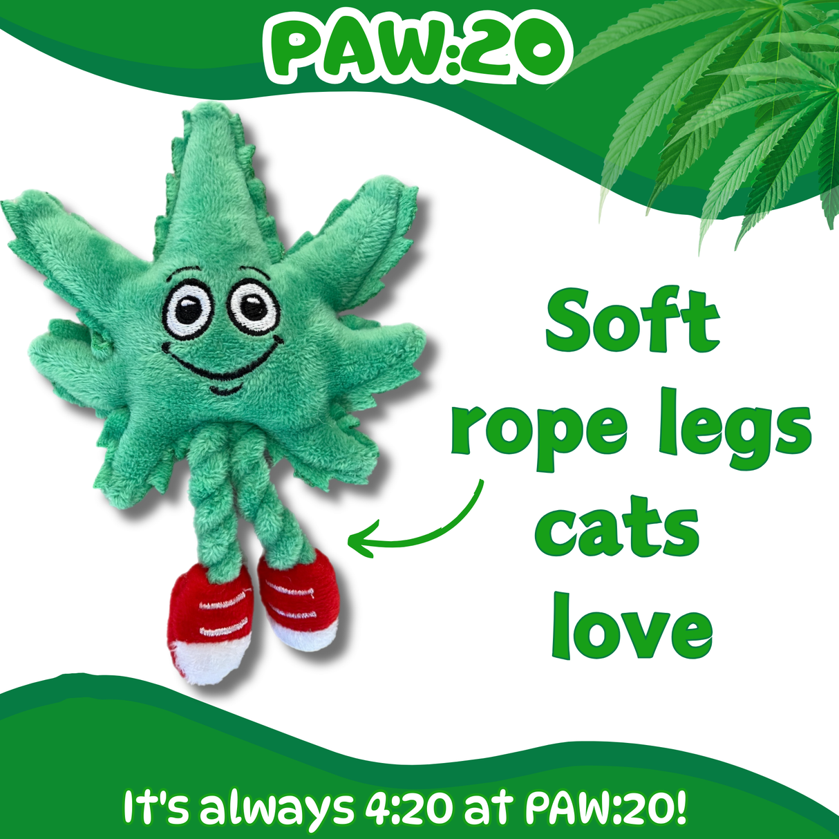 Lil' MJ the Marijuana Leaf - Plush Catnip Cat Toy - 6" For Pet PAW20