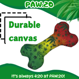 Stoned to da Bone, Rasta Marijuana Leaf Patten - Squeaky Bone Dog Toy - 8" For Pet PAW20