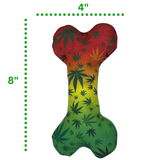 Stoned to da Bone, Rasta Marijuana Leaf Patten - Squeaky Bone Dog Toy - 8" For Pet PAW20
