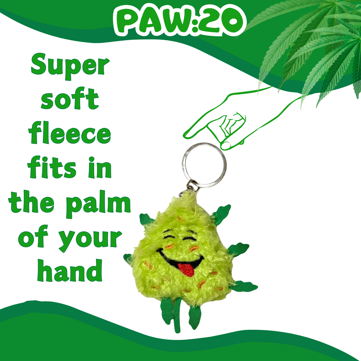 Bud the Weed Nug Keychain - Stuffed Parody Pot Nug - 2" Stationery · Accessory PAW20