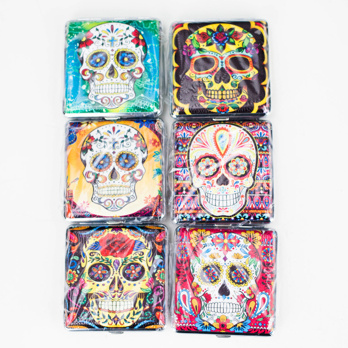 Cigarette Case Sugar Skull Pop Up Metal - 12 DIS [CTC034]