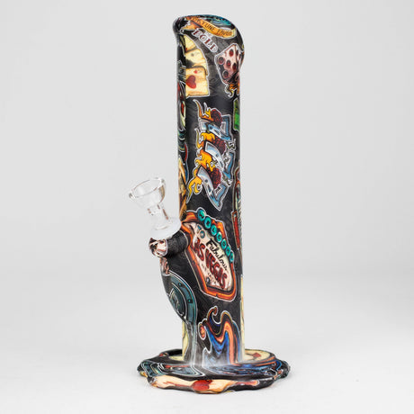 HIT | Art Silicone 10" Tube Water pipe with Glass bowl [HIT313]-Assorted designs Resin · Silicone · Plastic Bong NIBO Distribution