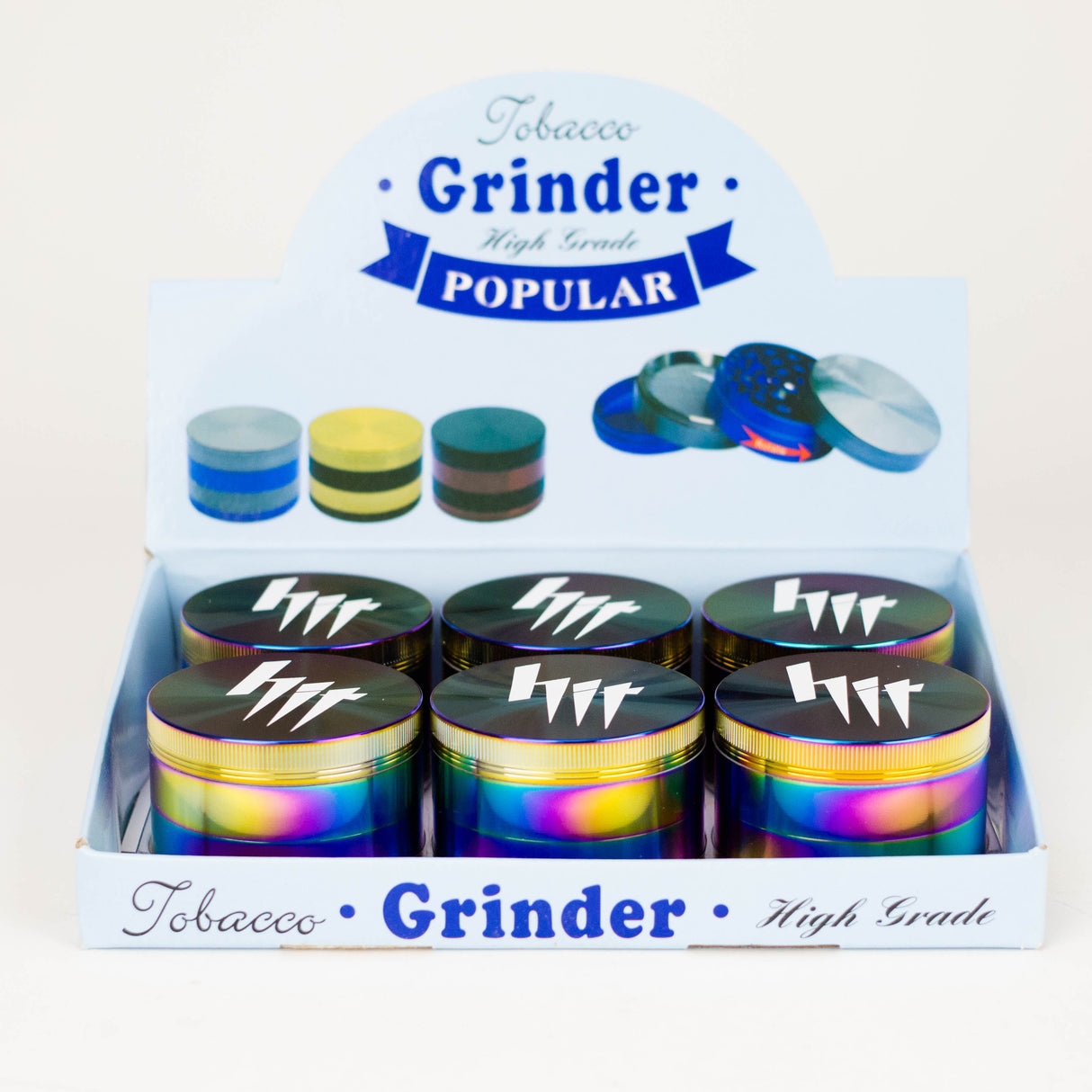 HIT | Rainbow Metal Grinder 4parts 63mm [HIT804] - display of 6 Display Pack NIBO Distribution