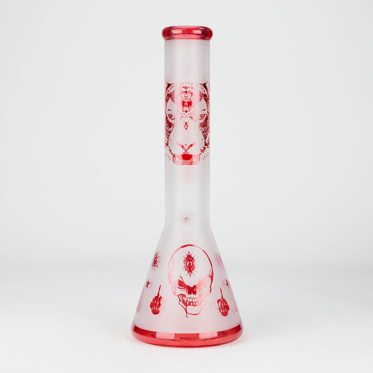 FOGGX | 14" Sandblasted Frosted Small Skull Beaker Glass Water Pipe – 7mm Thick [FT1649ATS] Glass Bong LEHIGH WHOLESALE