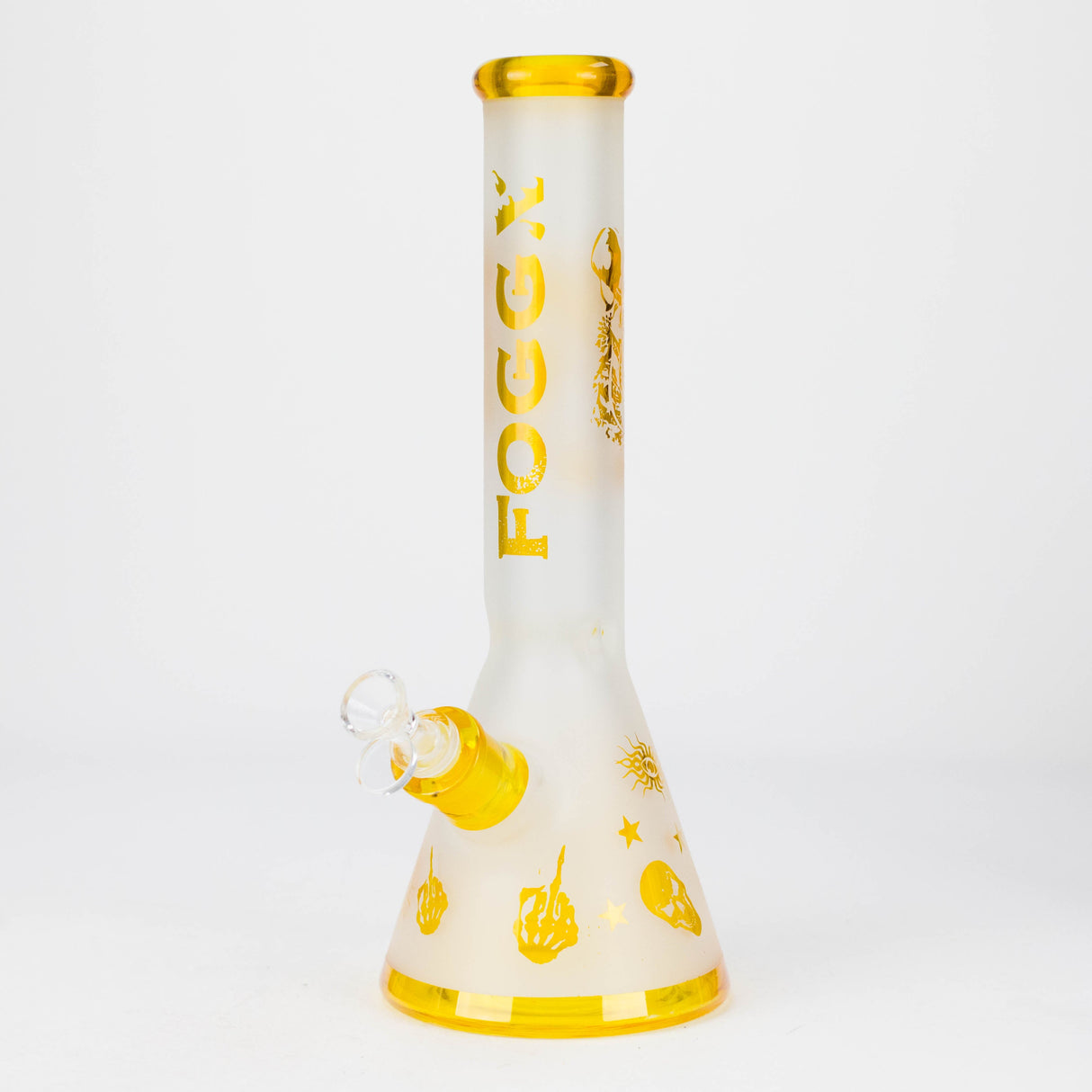 FOGGX | 14" Sandblasted Frosted Small Skull Beaker Glass Water Pipe – 7mm Thick [FT1649ATS] Glass Bong LEHIGH WHOLESALE Yellow