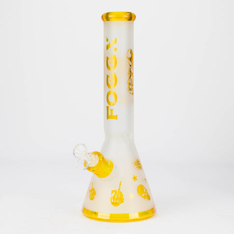 FOGGX | 14" Sandblasted Frosted Small Skull Beaker Glass Water Pipe – 7mm Thick [FT1649ATS] Glass Bong LEHIGH WHOLESALE Yellow
