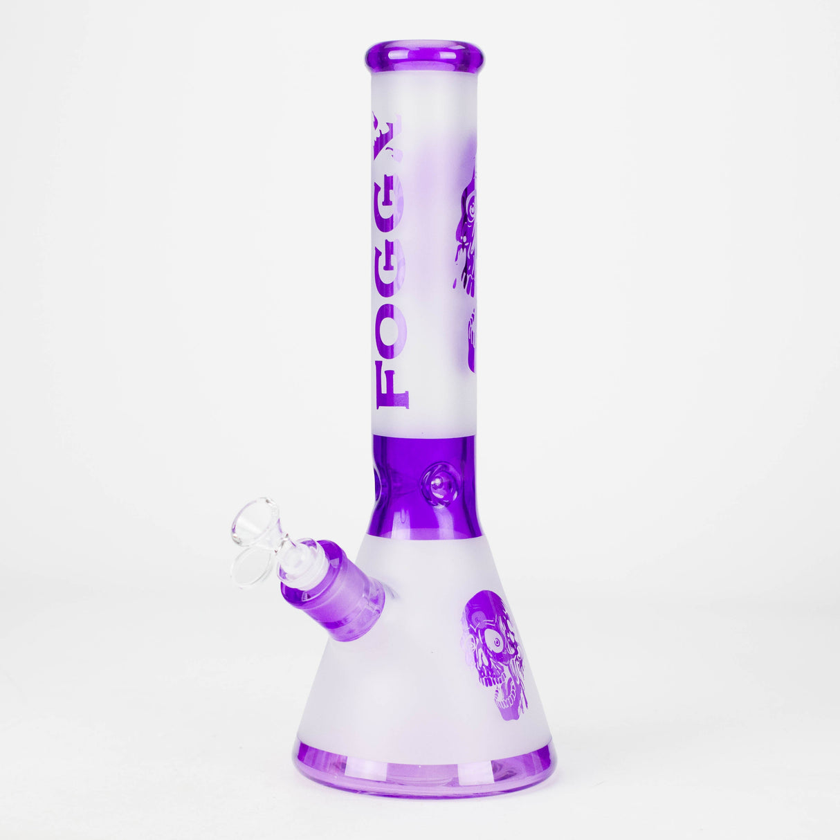 FOGGX | 14" Sandblasted Frosted Big Skull Beaker Water Pipe – 7mm Thick [FT1648ATS] Glass Bong LEHIGH WHOLESALE Purple