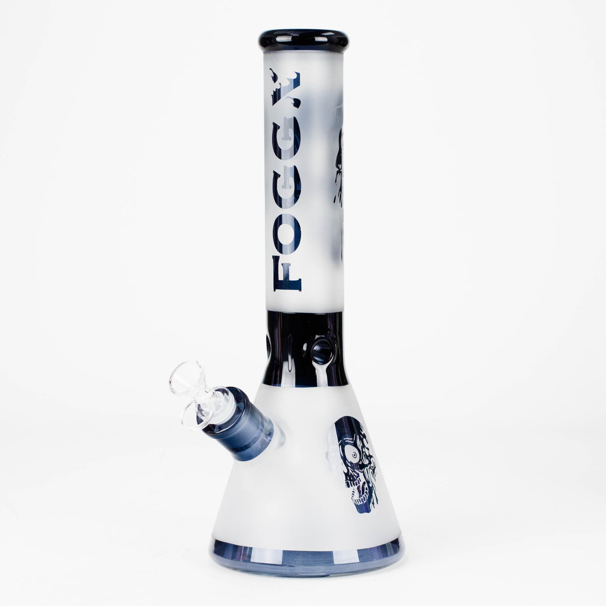 FOGGX | 14" Sandblasted Frosted Big Skull Beaker Water Pipe – 7mm Thick [FT1648ATS] Glass Bong LEHIGH WHOLESALE Black
