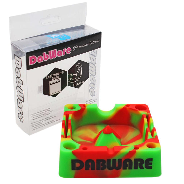 DabWare | 5" Square Silicone Ashtray (Rasta) Silicone Ashtray Maq Distributors