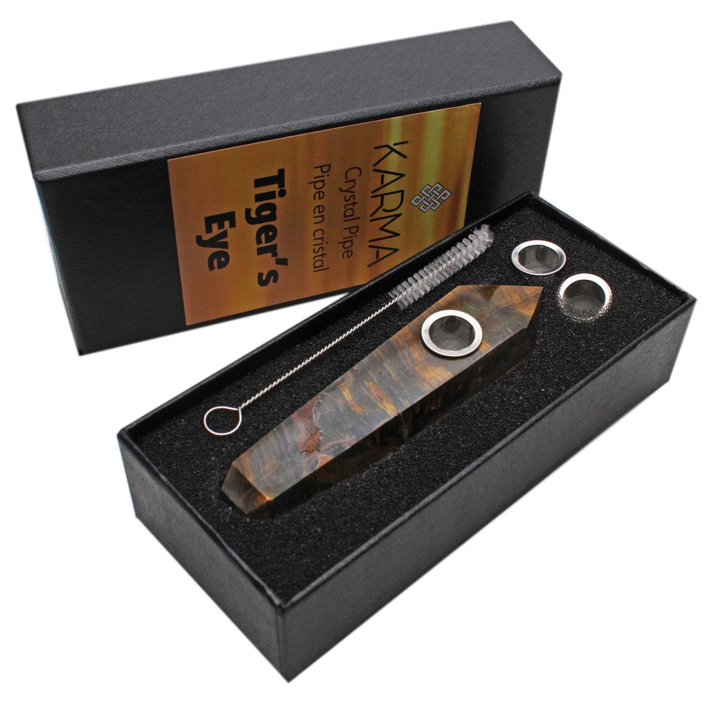 Karma | Tiger's Eye Crystal Pipe Quartz · Stone Pipe Maq Distributors