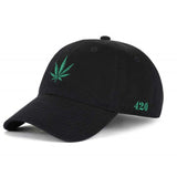 Low-Crown 6-Panel Embroidered Leaf Cap-Black Hat & Toque Super Supplys Inc