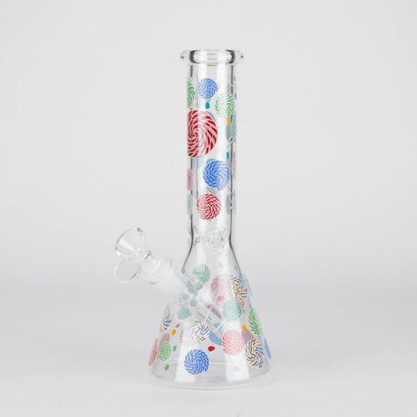 10" Glass Beaker Bong – Lollipops Design (Glow in the Dark) Glass Bong 777 Smoke Design3