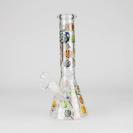 10" Glass Beaker Bong – Lollipops Design (Glow in the Dark) Glass Bong 777 Smoke Design4