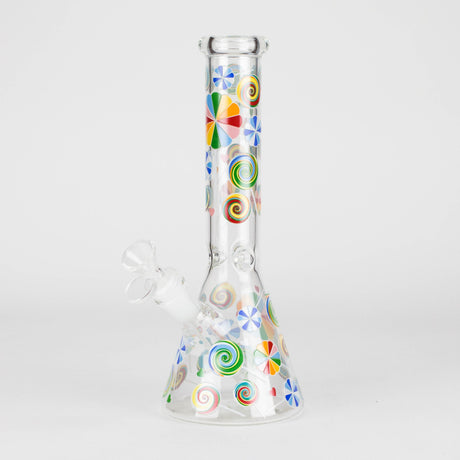 10" Glass Beaker Bong – Lollipops Design (Glow in the Dark) Glass Bong 777 Smoke Design1