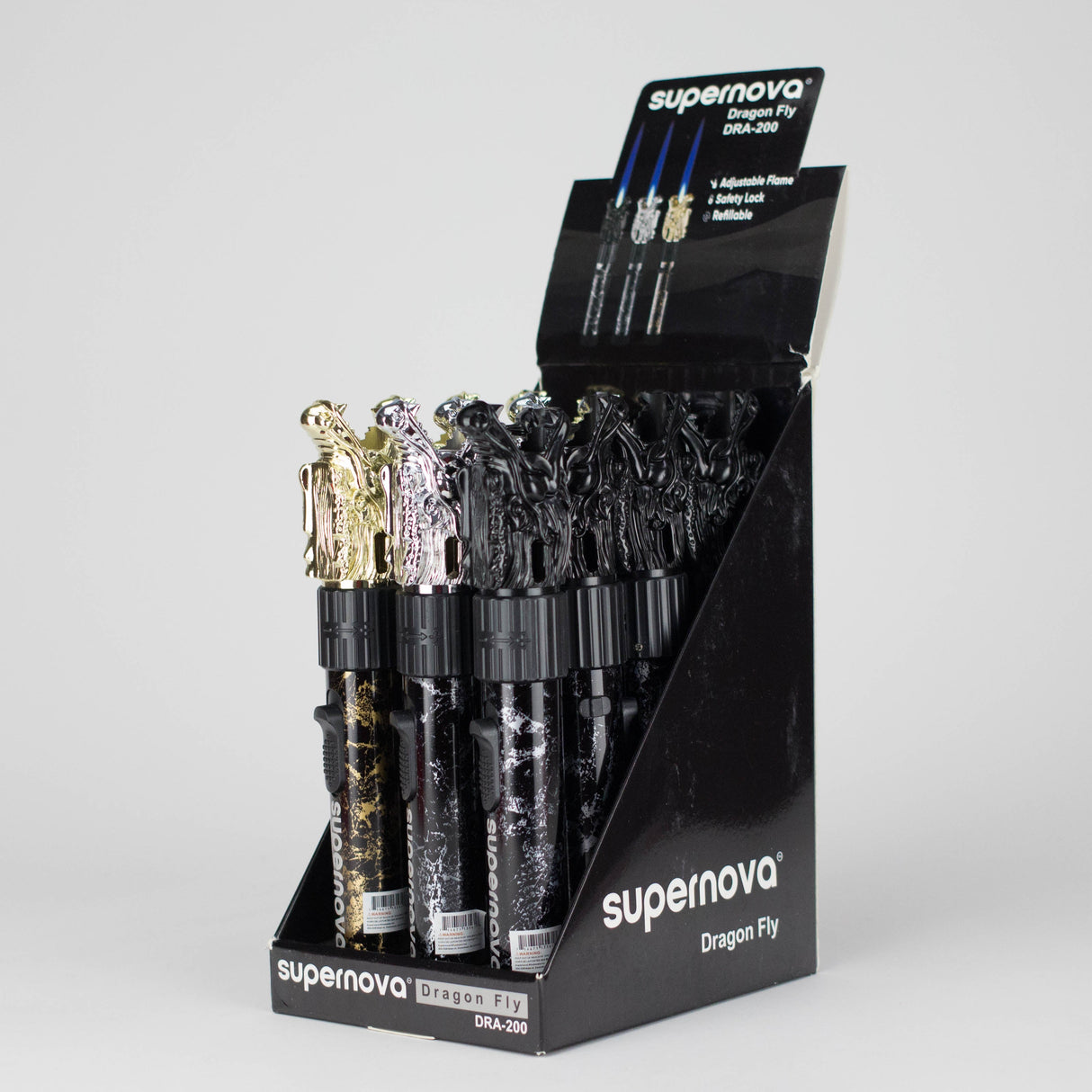 Supernova | Dragon Torch Lighters – 8.8" Flame Lock (12-Pack) Torch Supreme Trading