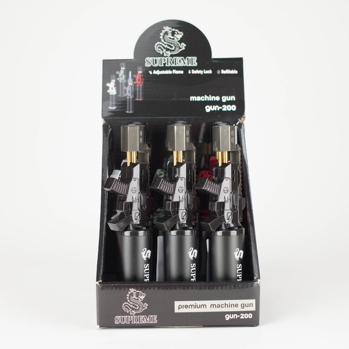 Supreme | Machine Gun Torch Lighters – 8" Flame Lock (9-Pack) Torch Supreme Trading