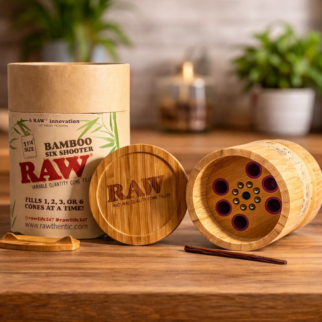 RAW | Bamboo Six Shooter Cone Filler – King Size Filler · Poker Super Supplys Inc