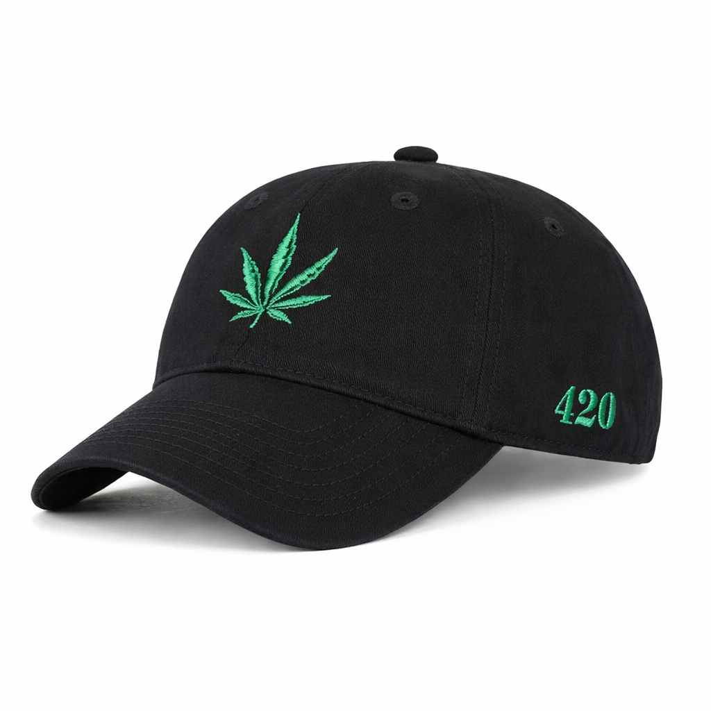 Mid Crown Embroidered 420 Leaf Cap – Classic Street Fit Hat & Toque Super Supplys Inc