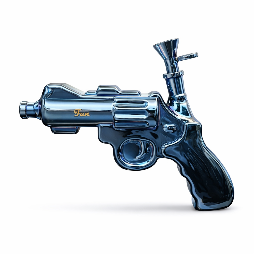 Fortune | 8″ Electroplated Revolver Waterpipe Glass Bong Fortune Electric Blue