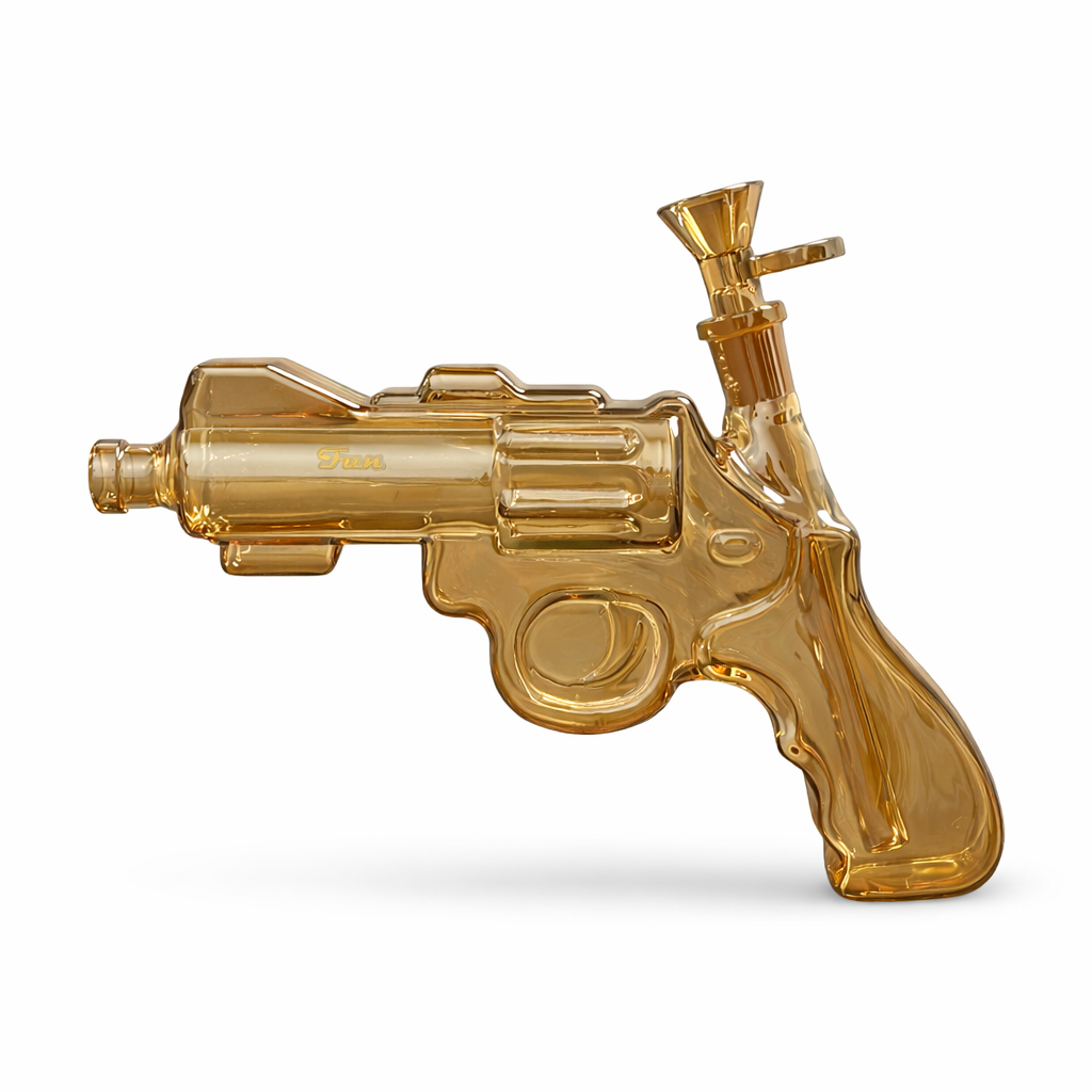 Fortune | 8″ Electroplated Revolver Waterpipe Glass Bong Fortune Amber