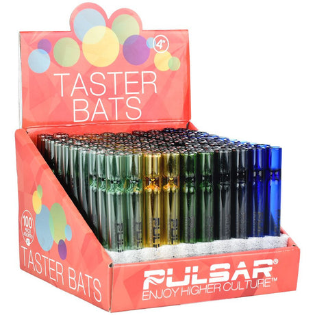 Pulsar | 4" Glass Taster 100CT DISPLAY Assorted Colors Glass Pipe Smoking Cat Distribution(S)