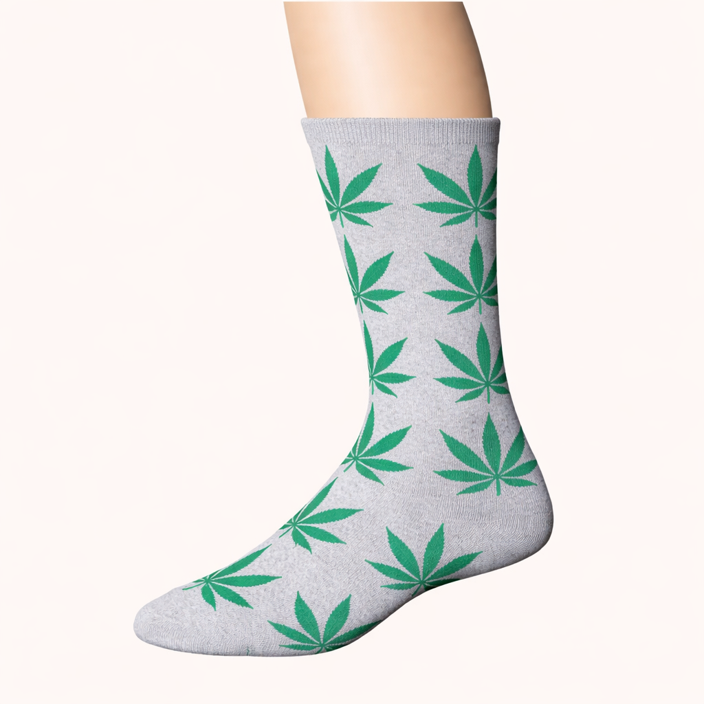 Leaf Print Crew Socks – 12 Pair Pack (6 Assorted Colors) Unisex Long Socks Footwear Super Supplys Inc