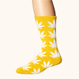 Leaf Print Crew Socks – 12 Pair Pack (6 Assorted Colors) Unisex Long Socks Footwear Super Supplys Inc