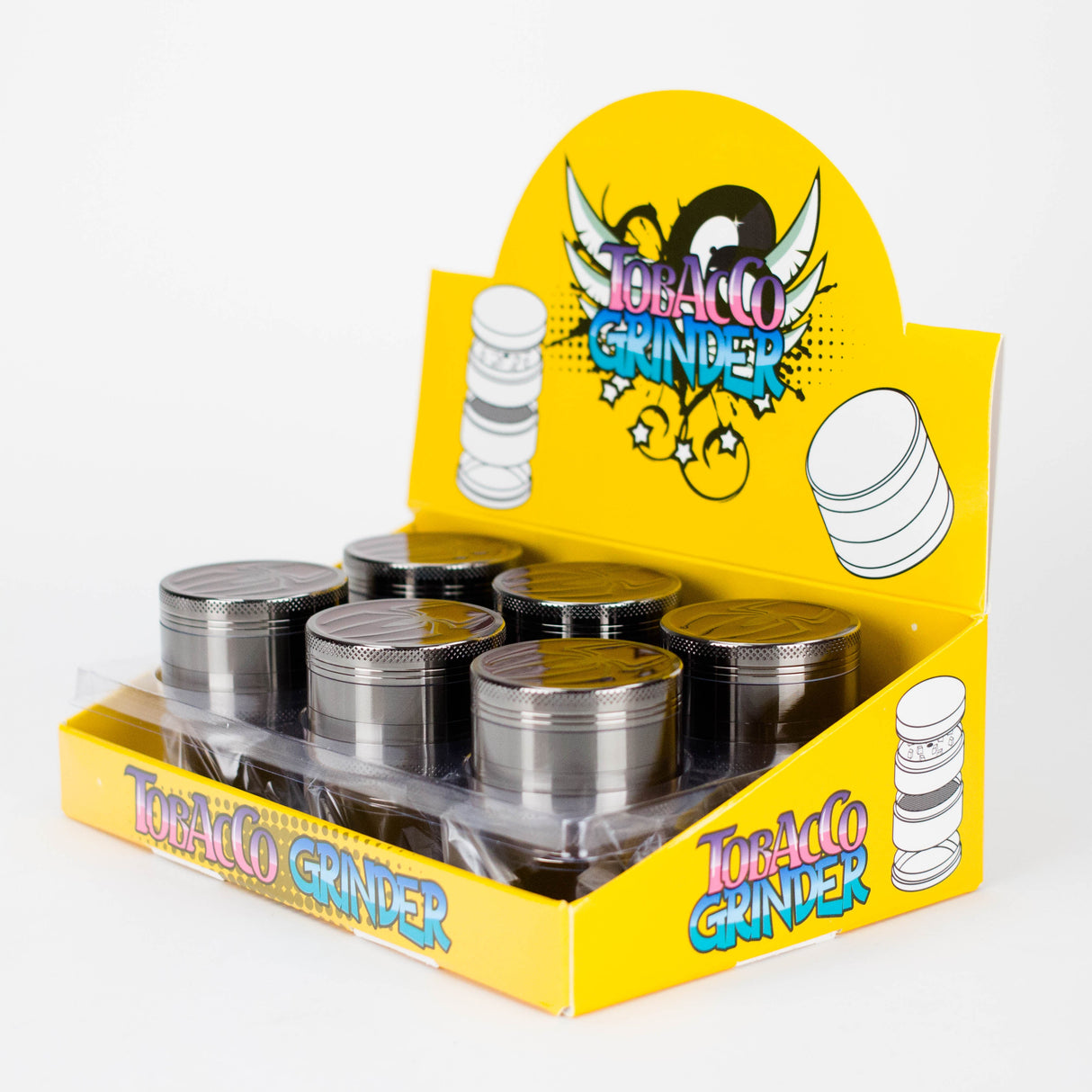 Spider Gun Metal Grinder 52mm 4 parts Box of 12 Display Pack NIBO Distribution