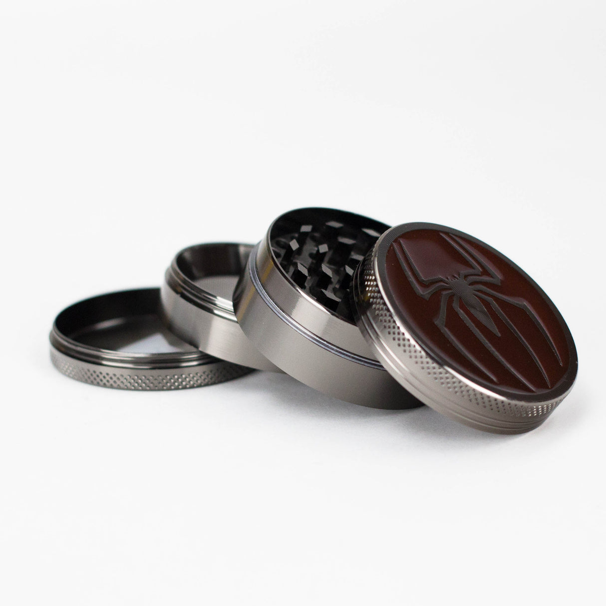 Spider Gun Metal Grinder 52mm 4 parts Box of 12 Display Pack NIBO Distribution