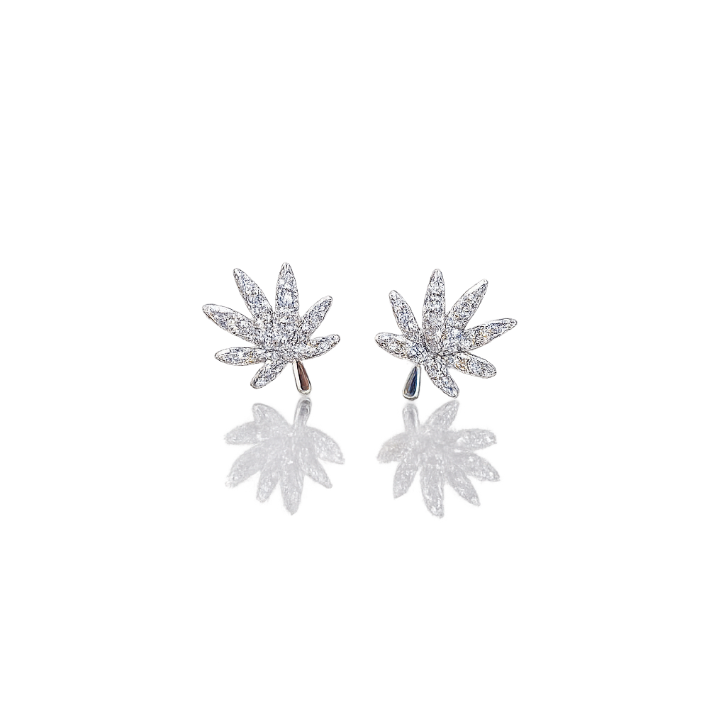 SILVER CANNABIS LEAF EARRING Jewelry The Kush Girls