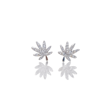 SILVER CANNABIS LEAF EARRING Jewelry The Kush Girls