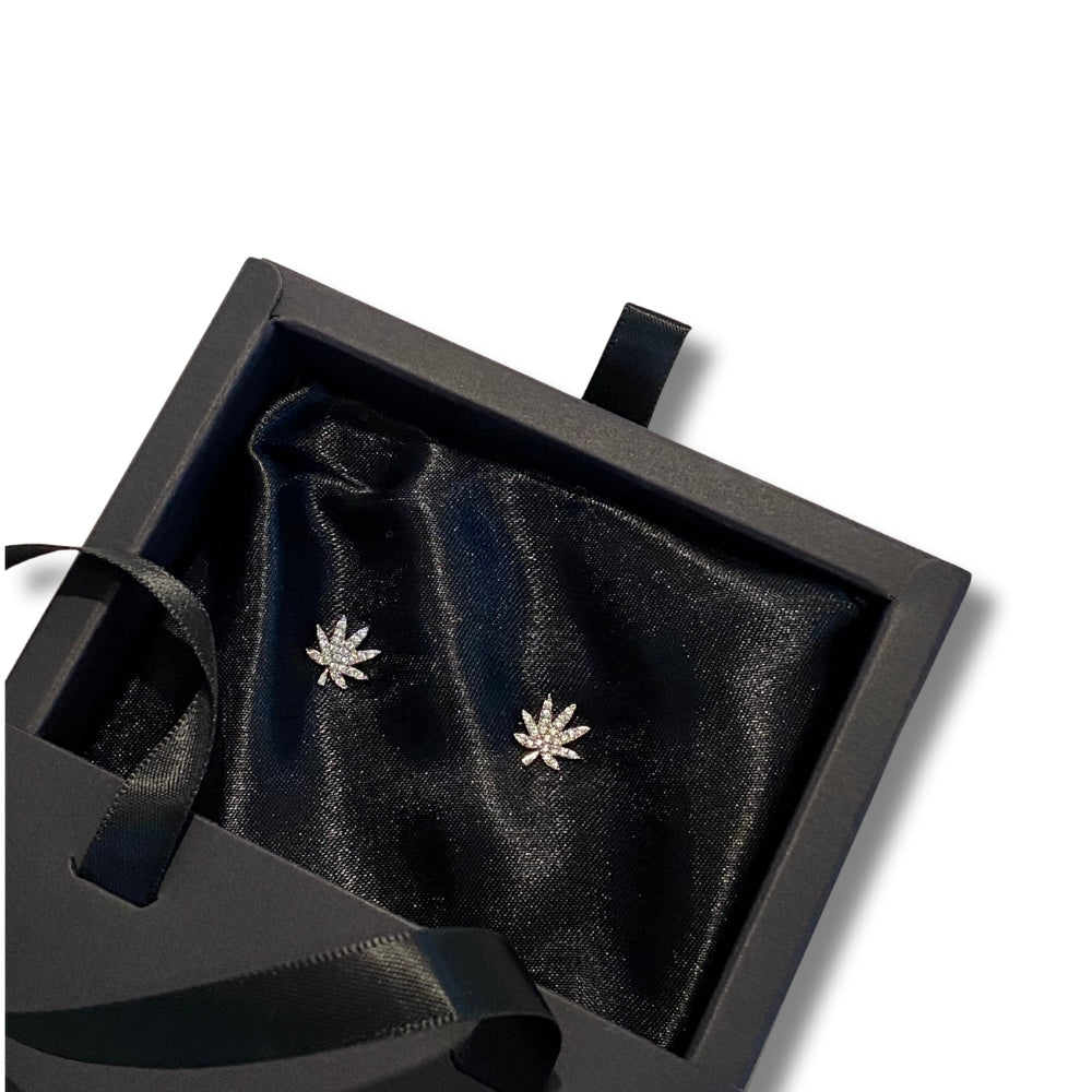 SILVER CANNABIS LEAF EARRING Jewelry The Kush Girls