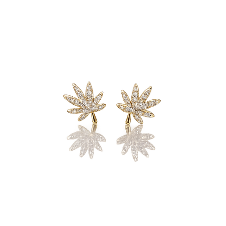 18K GOLD CANNABIS LEAF EARRING Jewelry The Kush Girls