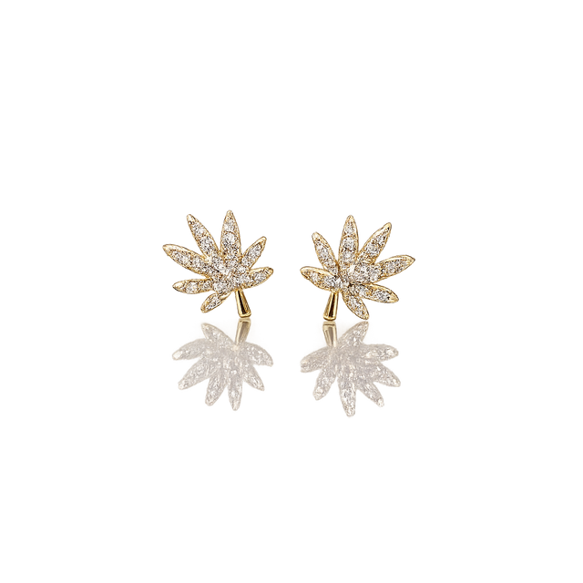 18K GOLD CANNABIS LEAF EARRING Jewelry The Kush Girls