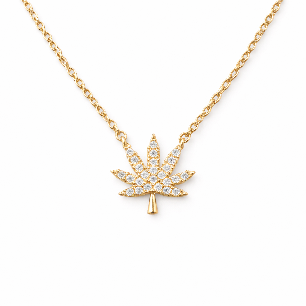 18K GOLD CANNABIS LEAF NECKLACE Jewelry The Kush Girls