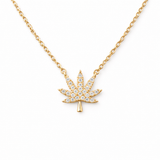 18K GOLD CANNABIS LEAF NECKLACE Jewelry The Kush Girls