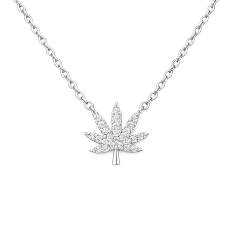 SILVER CANNABIS LEAF NECKLACE Jewelry The Kush Girls