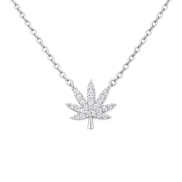 SILVER CANNABIS LEAF NECKLACE Jewelry The Kush Girls