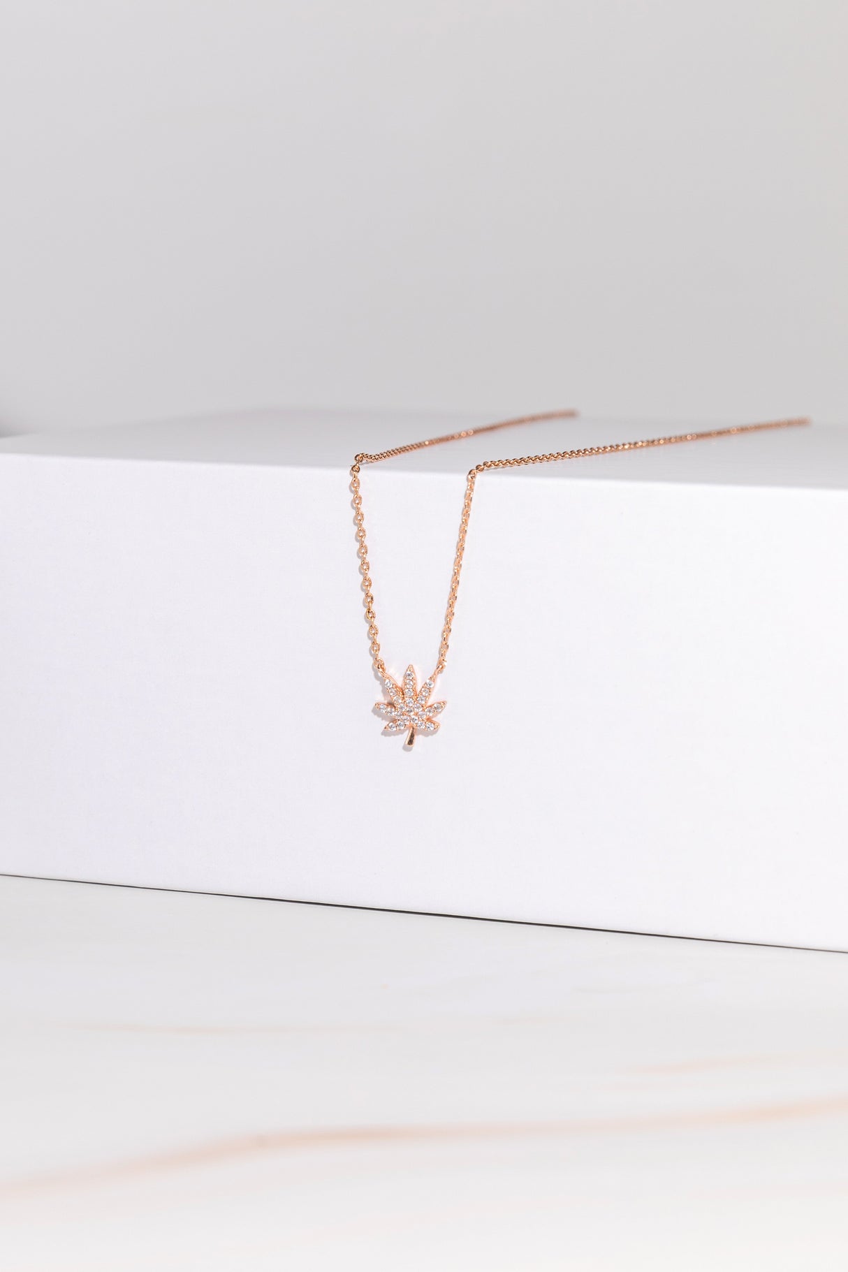 ROSE GOLD CANNABIS LEAF NECKLACE Jewelry The Kush Girls