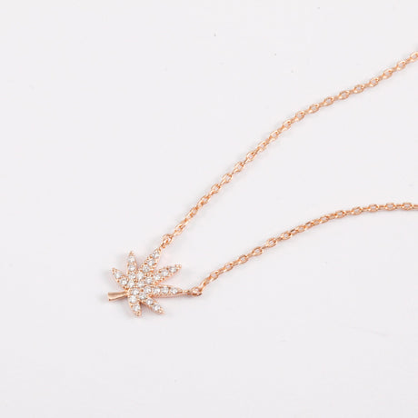ROSE GOLD CANNABIS LEAF NECKLACE Jewelry The Kush Girls
