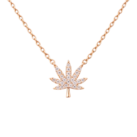ROSE GOLD CANNABIS LEAF NECKLACE Jewelry The Kush Girls