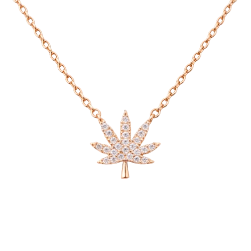ROSE GOLD CANNABIS LEAF NECKLACE Jewelry The Kush Girls