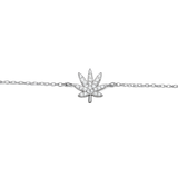 SILVER CANNABIS LEAF BRACELET Jewelry The Kush Girls