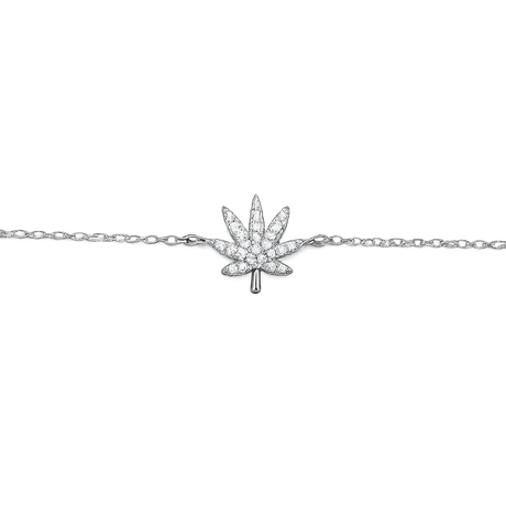SILVER CANNABIS LEAF BRACELET Jewelry The Kush Girls