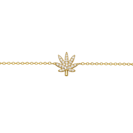 18K GOLD CANNABIS LEAF BRACELET Jewelry The Kush Girls