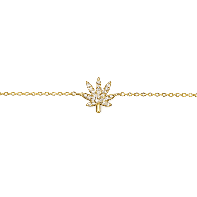 18K GOLD CANNABIS LEAF BRACELET Jewelry The Kush Girls