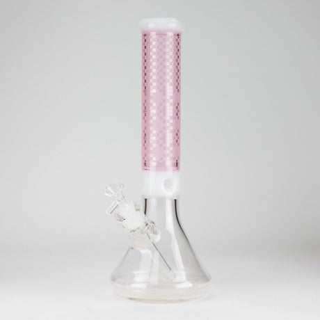 Z14" Glass Bong with Mosaic Art Design - 7mm Thick Glass Bong 777 Smoke Pink
