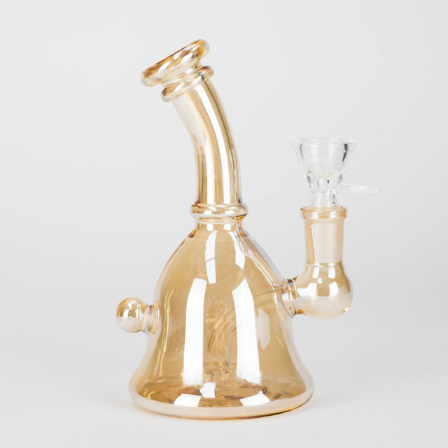 Piranha | 6" Electroplated Champagne Dab Rig with Bowl Glass Rig Small Biz Distributors