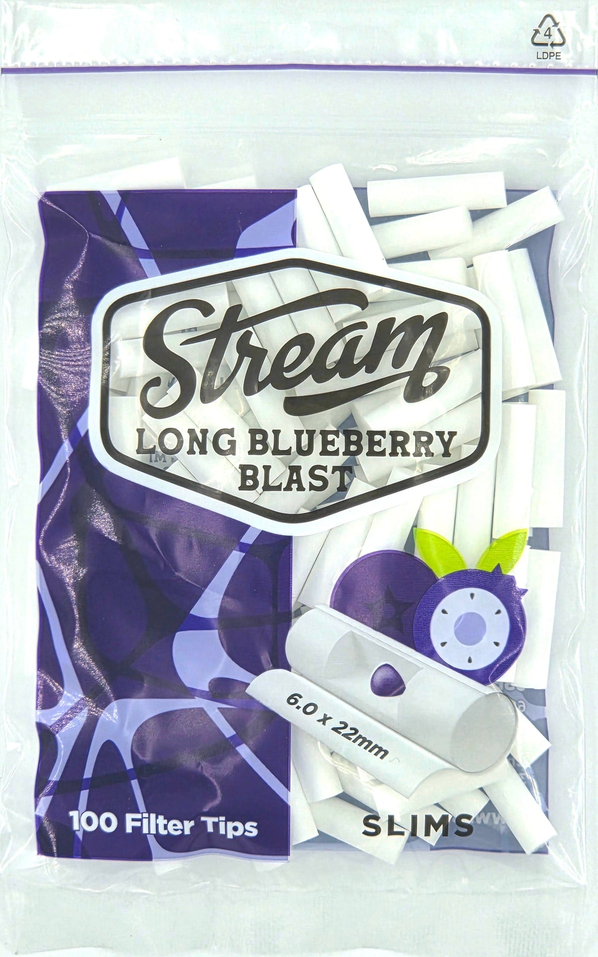 STREAM | Slims Long Blueberry Blast RYO Filters Display Carton - 10 Ba ...