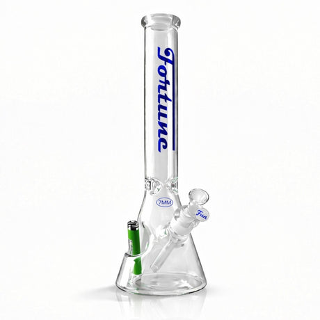 Fortune | 18" Beaker Bong – 7mm w/ Lighter Holder Glass Bong Fortune Blue